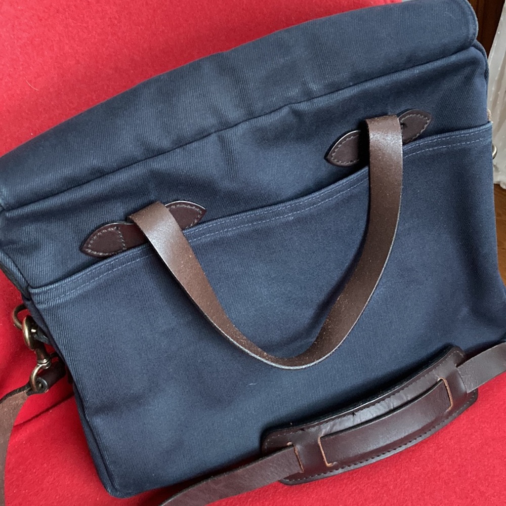 Filson Rugged Twill Original Briefcase - Navy - Picture 8 of 11